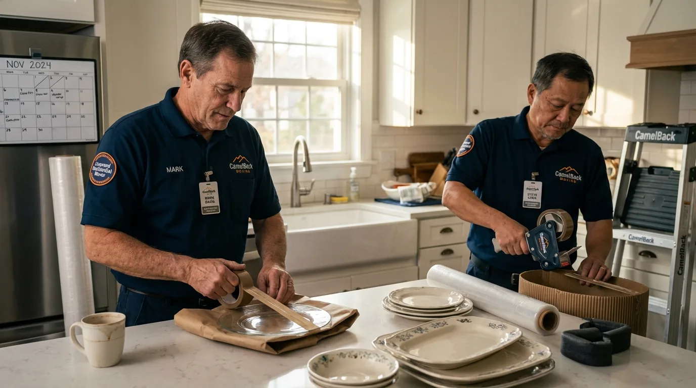 Professional crew packing kitchen dishware in Littlestown, PA